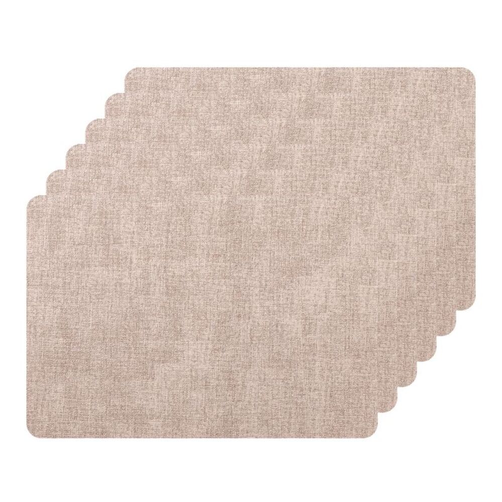 6 Set Heat Resistant Waterproof Dining PU Place Mats 17x12 inch Pink